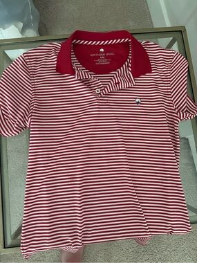 The Southern Shirt Company Red and White Striped Polo